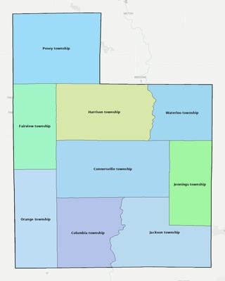 Fayette County IN townships and subdivisions map