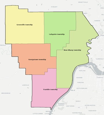 Floyd County IN townships and subdivisions map