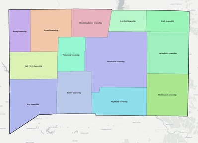 Franklin County IN townships and subdivisions map