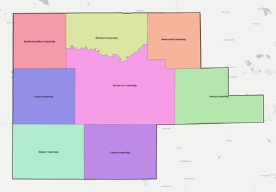 Fulton County IN townships and subdivisions map