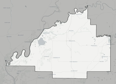 Gibson County IN county basemap context