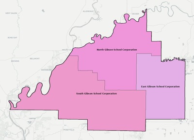 Gibson County IN school district boundaries map