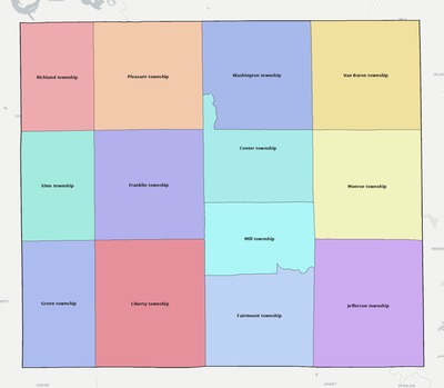 Grant County IN townships and subdivisions map