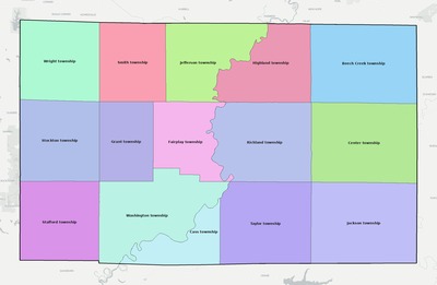 Greene County IN townships and subdivisions map