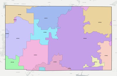 Greene County IN ZIP code boundaries map