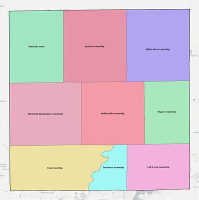 Hamilton County IN townships and subdivisions map