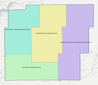 Hancock County IN school district boundaries map