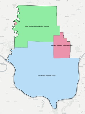 Harrison County IN school district boundaries map