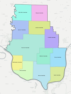 Harrison County IN townships and subdivisions map