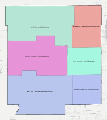 Hendricks County IN school district boundaries map