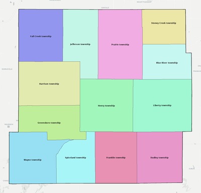 Henry County IN townships and subdivisions map