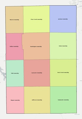 Huntington County IN townships and subdivisions map