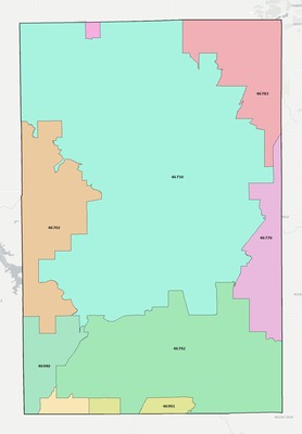 Huntington County IN ZIP code boundaries map