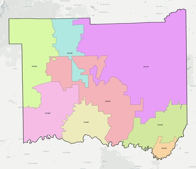 Jackson County IN ZIP code boundaries map
