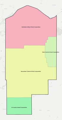 Jasper County IN school district boundaries map