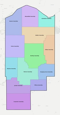 Jasper County IN townships and subdivisions map