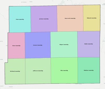 Jay County IN townships and subdivisions map