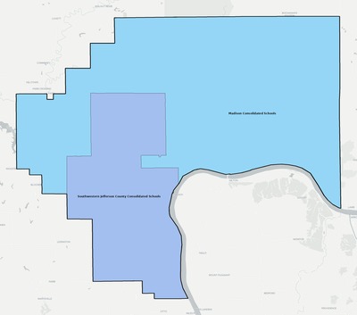 Jefferson County IN school district boundaries map