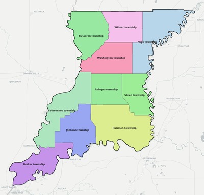 Knox County IN townships and subdivisions map