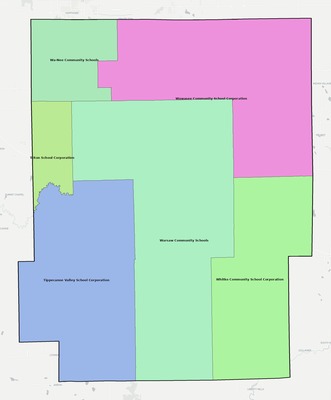 Kosciusko County IN school district boundaries map