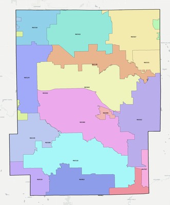 Kosciusko County IN ZIP code boundaries map