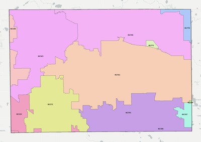 LaGrange County IN ZIP code boundaries map