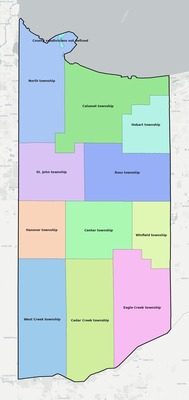 Lake County IN townships and subdivisions map