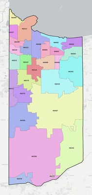 Lake County IN ZIP code map preview