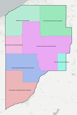 LaPorte County IN school district boundaries map