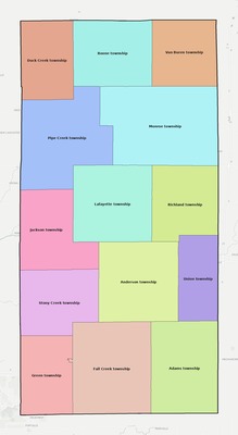 Madison County IN townships and subdivisions map