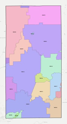 Madison County IN ZIP code boundaries map