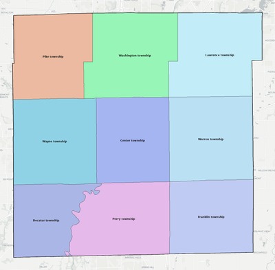 Marion County IN townships and subdivisions map