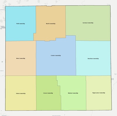 Marshall County IN townships and subdivisions map