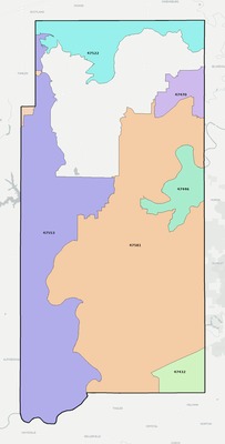 Martin County IN ZIP code boundaries map