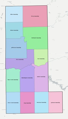 Miami County IN townships and subdivisions map