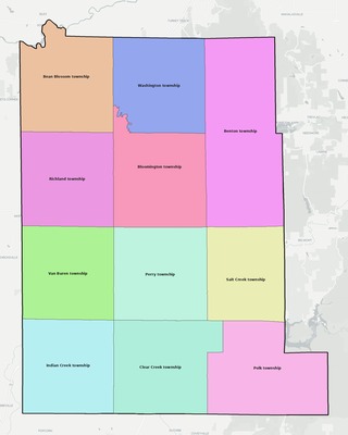Monroe County IN townships and subdivisions map