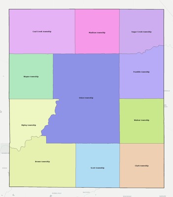Montgomery County IN townships and subdivisions map