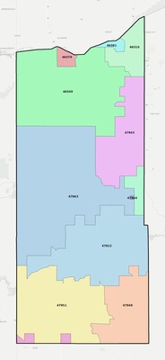 Newton County IN ZIP code boundaries map