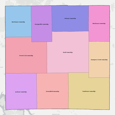 Orange County IN townships and subdivisions map