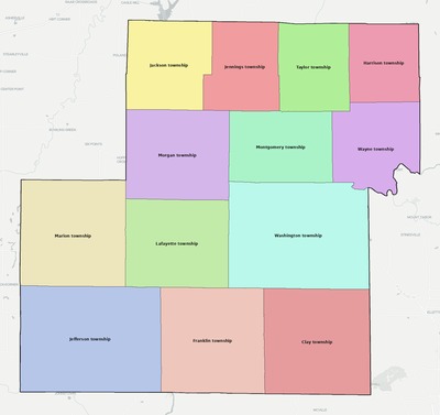 Owen County IN townships and subdivisions map