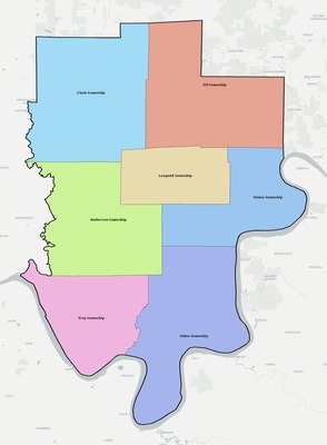 Perry County IN townships and subdivisions map