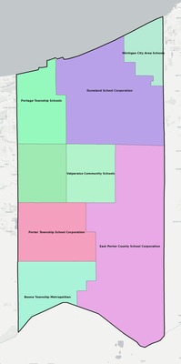 Porter County IN school district boundaries map