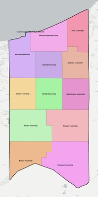 Porter County IN townships and subdivisions map
