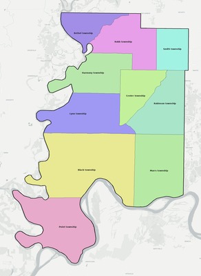 Posey County IN townships and subdivisions map