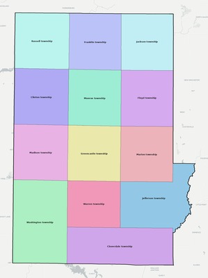 Putnam County IN townships and subdivisions map