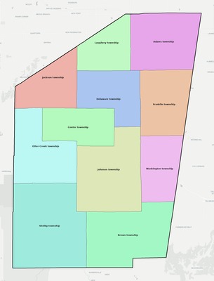 Ripley County IN townships and subdivisions map