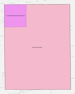 Rush County IN school district boundaries map