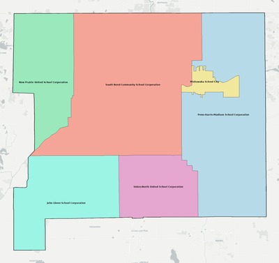St. Joseph County IN school district boundaries map