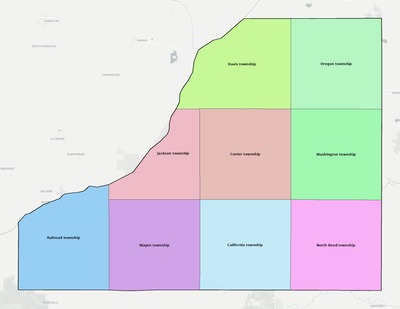 Starke County IN townships and subdivisions map