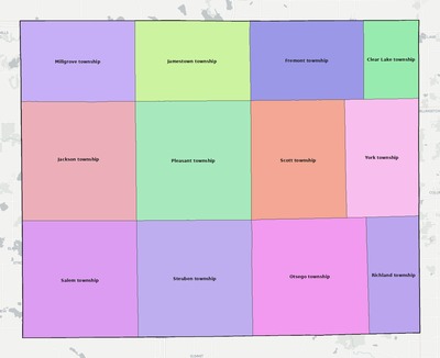Steuben County IN townships and subdivisions map